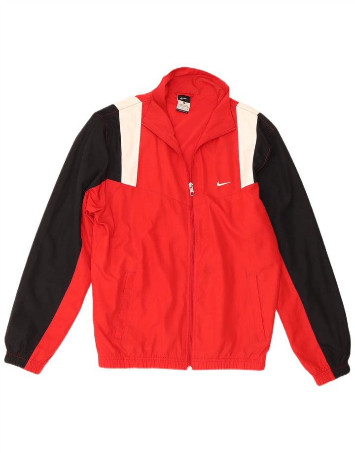 Nike Mens Tracksuit Top Jacket Medium Red Colourblock Polyester