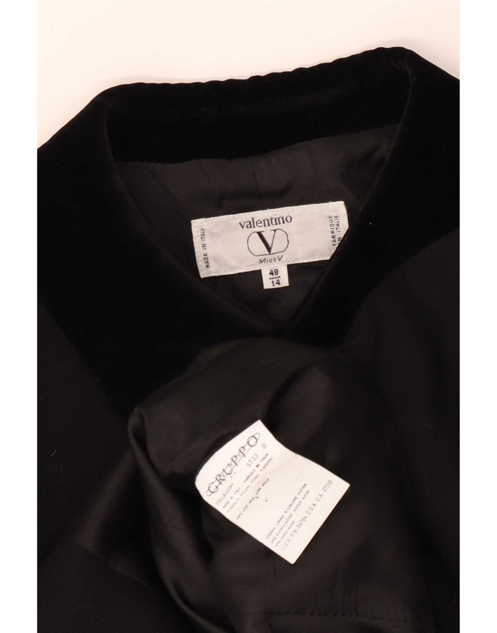 Valentino Veste Blazer 5 Boutons Femme UK 14 Large Laine Colorblock Noir