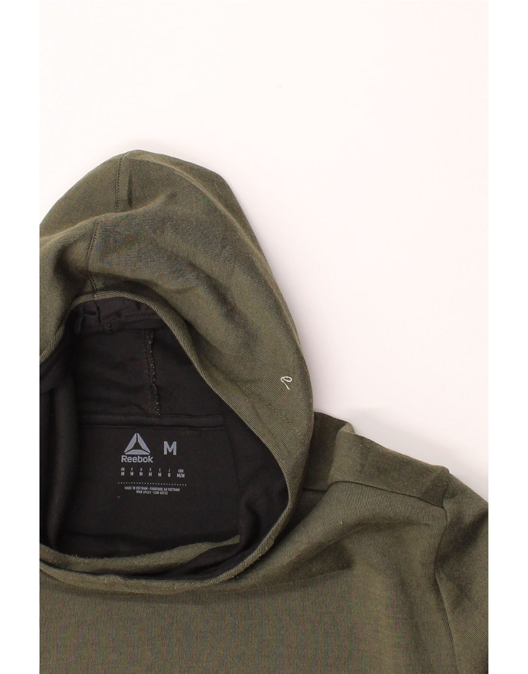 REEBOK Mens Graphic Hoodie Jumper Medium Khaki Cotton Vintage Reebok and Second-Hand Reebok from Messina Hembry 