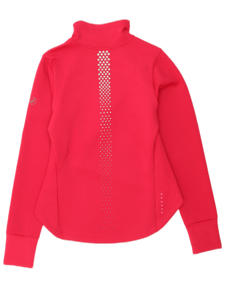 Asics Womens Tracksuit Top Jacket UK 12 Medium Pink Spotted Polyester