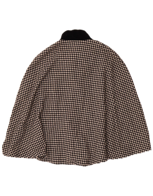 Regina Schrecker Poncho-frakke til kvinder IT 42 Medium Black Houndstooth Uld