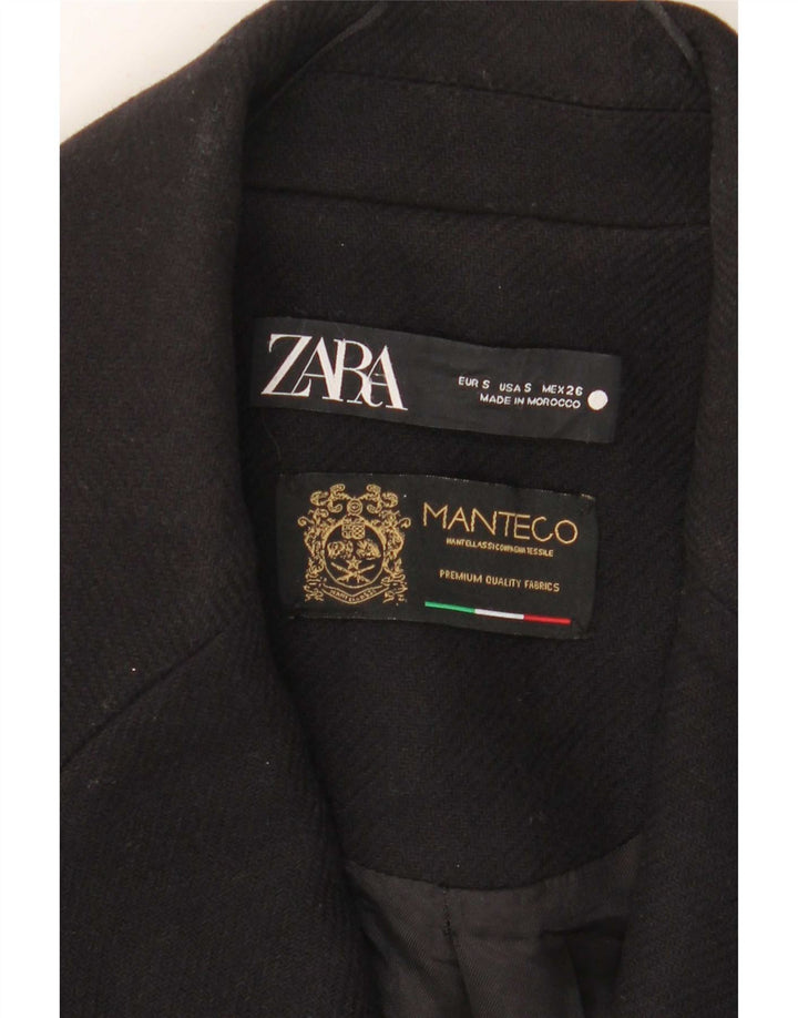 Zara Mujer Abrigo Extragrande De Doble Botonadura UK 40 Small Negro
