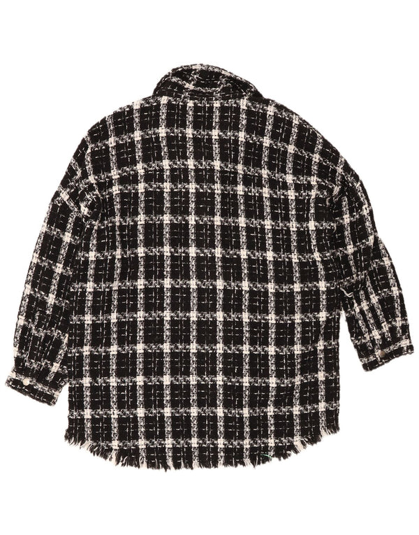 Zara Womens Overshirt Oversized Shirt UK 14 Medium Black Check Acrylic