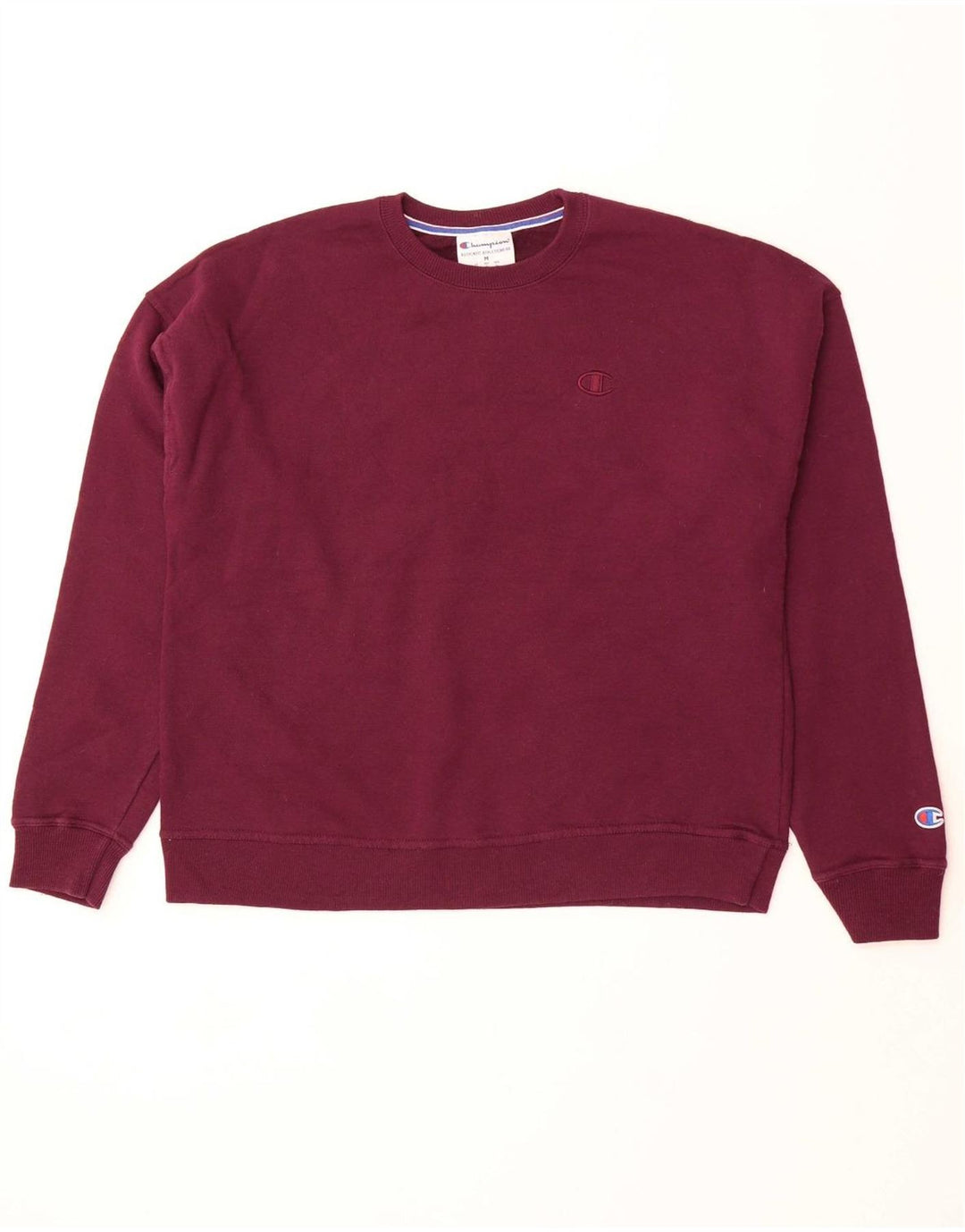 CHAMPION Womens Sweatshirt Jumper UK 14 Medium Maroon Cotton