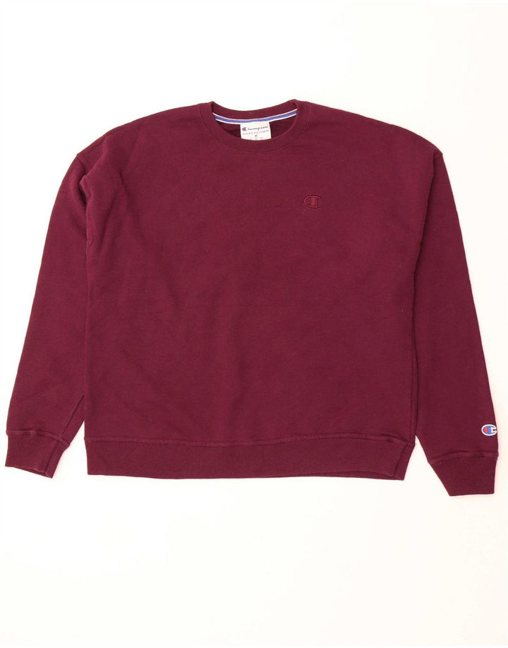 CHAMPION Womens Sweatshirt Jumper UK 14 Medium Maroon Cotton
