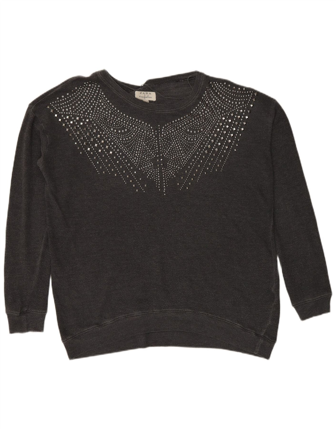 Zara Womens Trafaluc Sweatshirt Jumper UK 14 Medium Grey