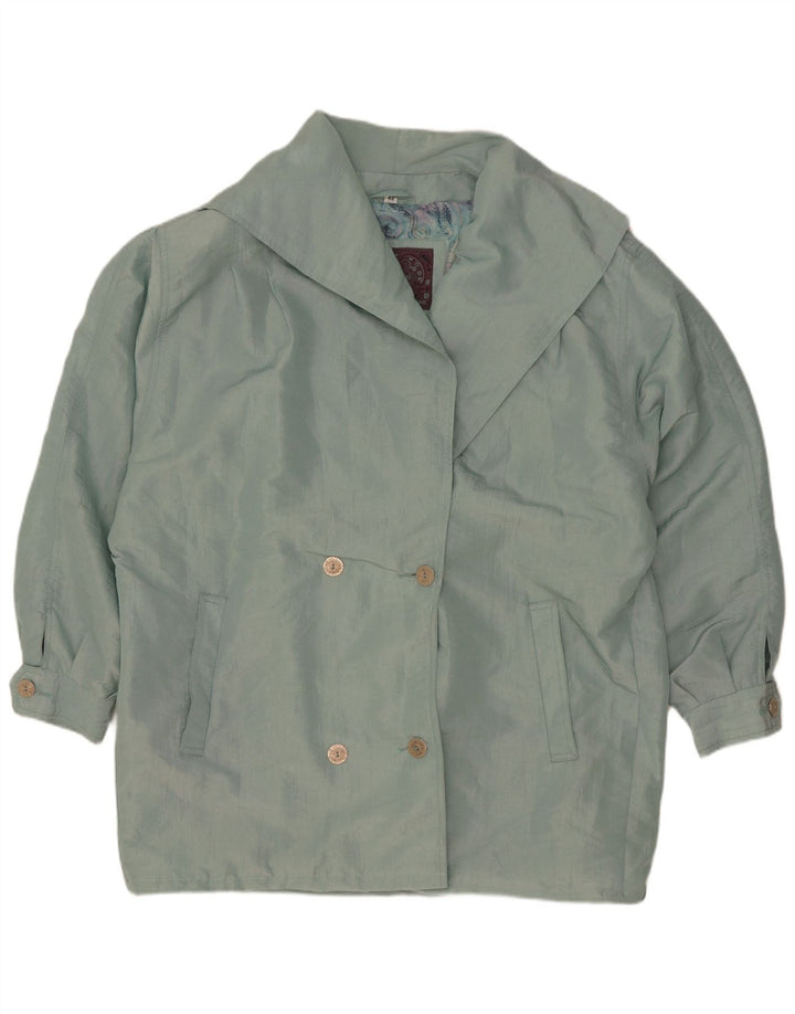 Vintage Womens Oversized Double Breasted Coat EU 42 Large Green Nylon