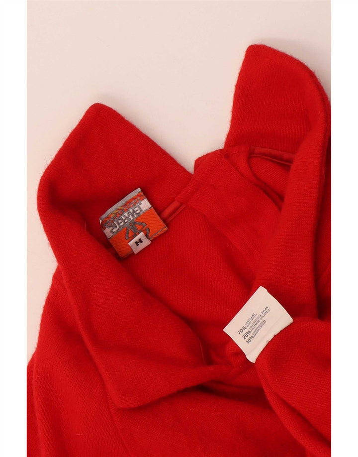 Stefanel Womens Oversized Polo Neck Jumper Sweater UK 14 Medium Red