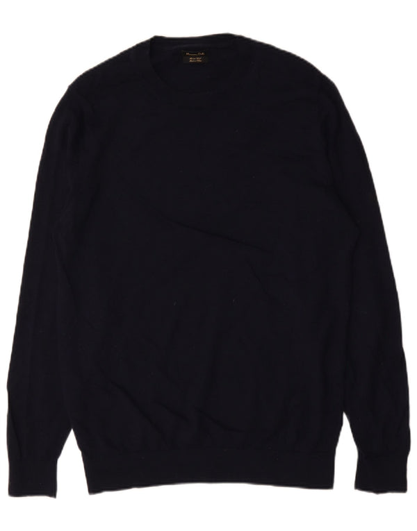 Massimo Dutti Uomo Maglione Girocollo Maglione XL Blu Navy Lana Merino