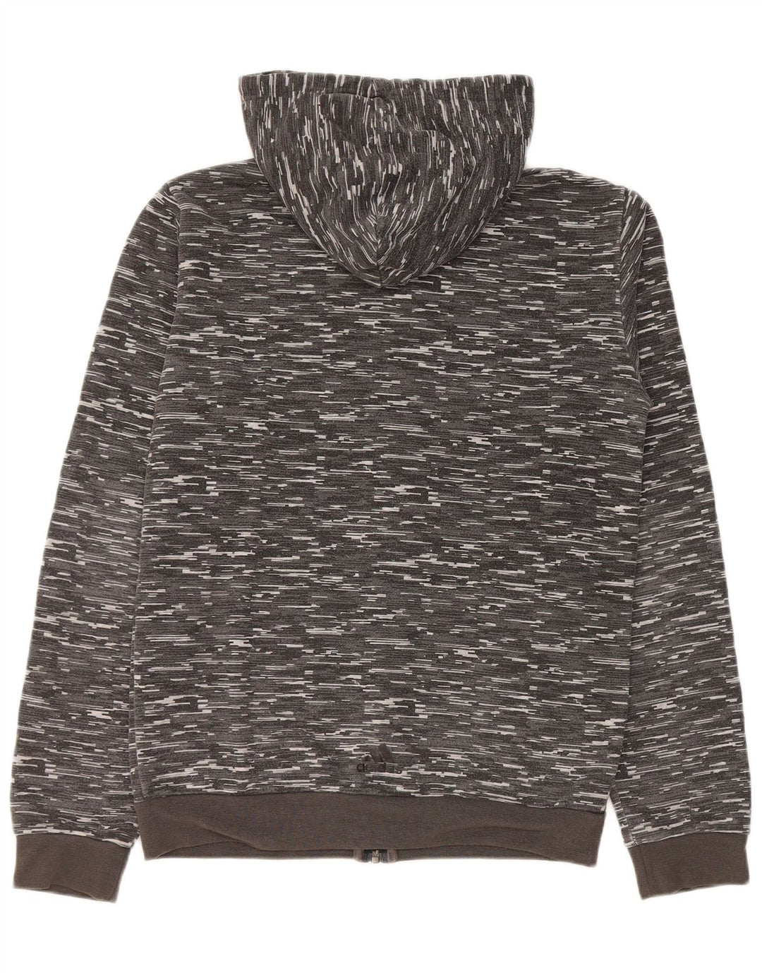 Adidas Mens Graphic Zip Hoodie Sweater Small Grey Flecked Polyester