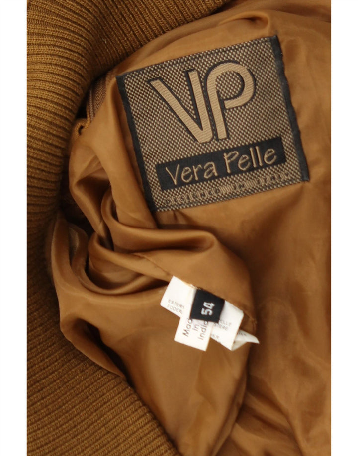 Vintage Mens Suede Bomber Jacket IT 54 2XL Brown Leather