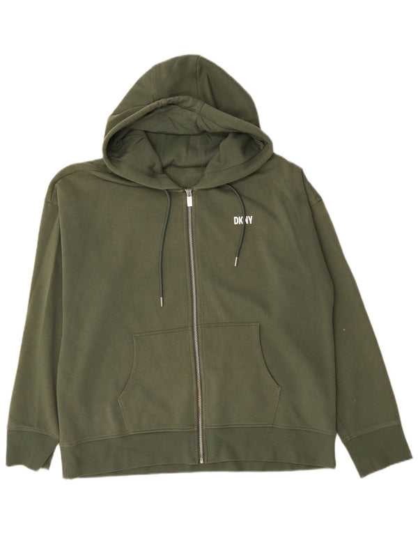 Maglione con cappuccio e zip da donna Dkny UK 18 XL cotone verde