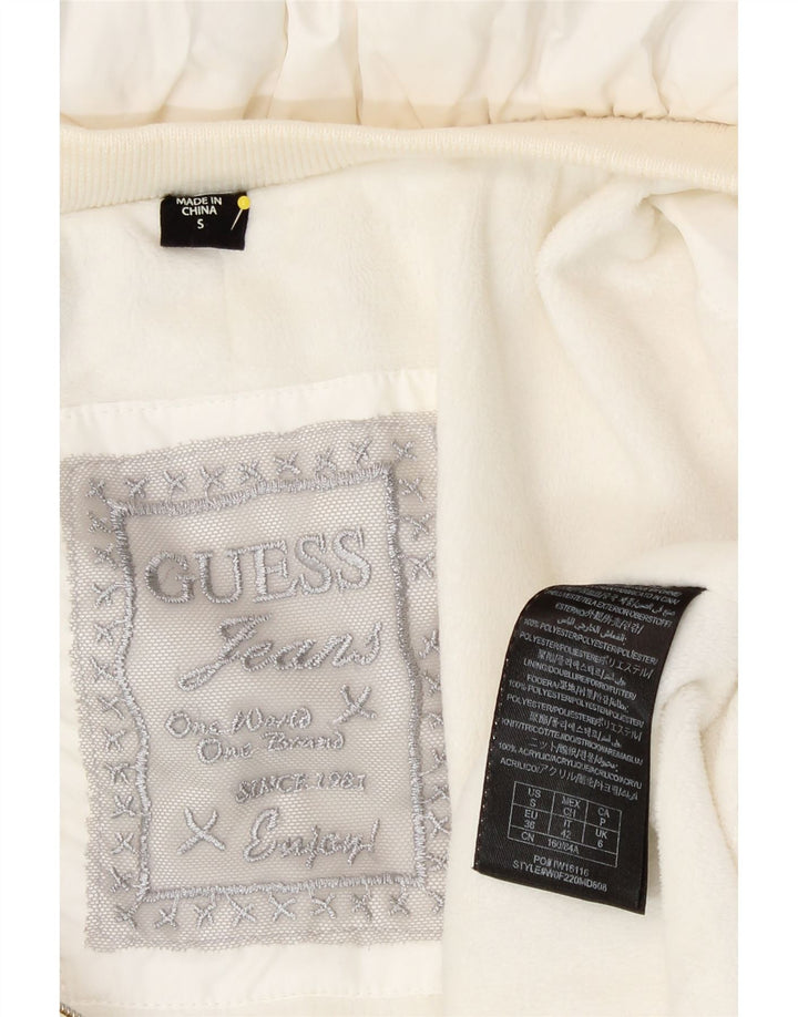 Damska kurtka oversize Guess UK 6 XS, biała, poliestrowa