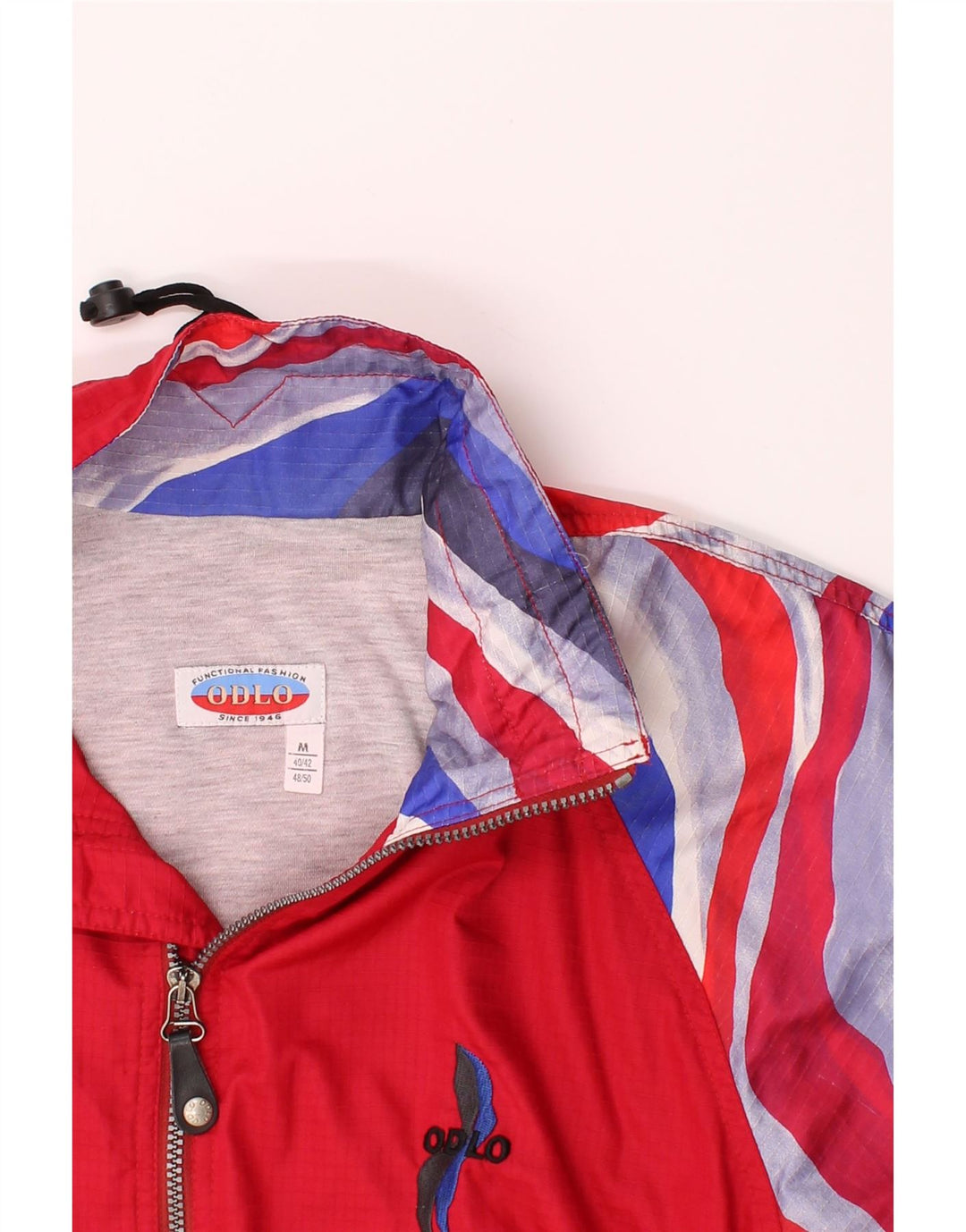 ODLO Mens Bomber Jacket UK 38 Medium Red Colourblock Polyester Vintage Odlo and Second-Hand Odlo from Messina Hembry 