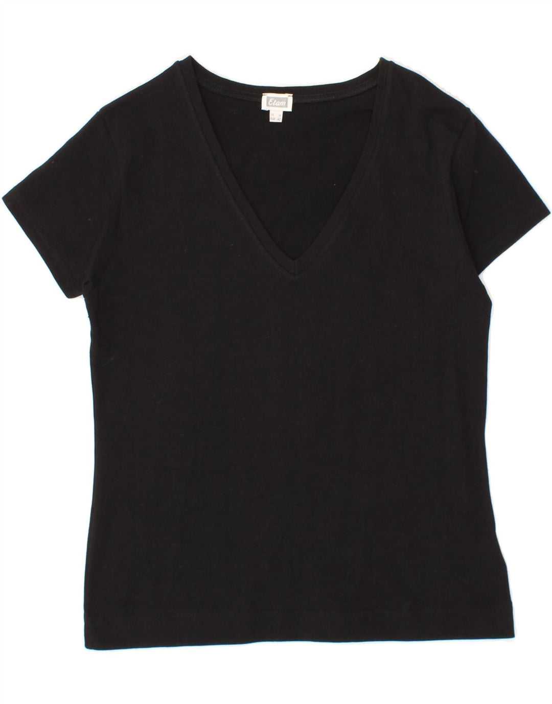 ETAM Womens T-Shirt Top UK 14 Medium Black Cotton Vintage Etam and Second-Hand Etam from Messina Hembry 