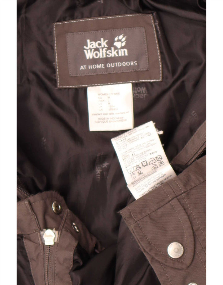 Jack Wolfskin Womens Hooded Rain Jacket UK 12/14 Medium Grey Polyamide