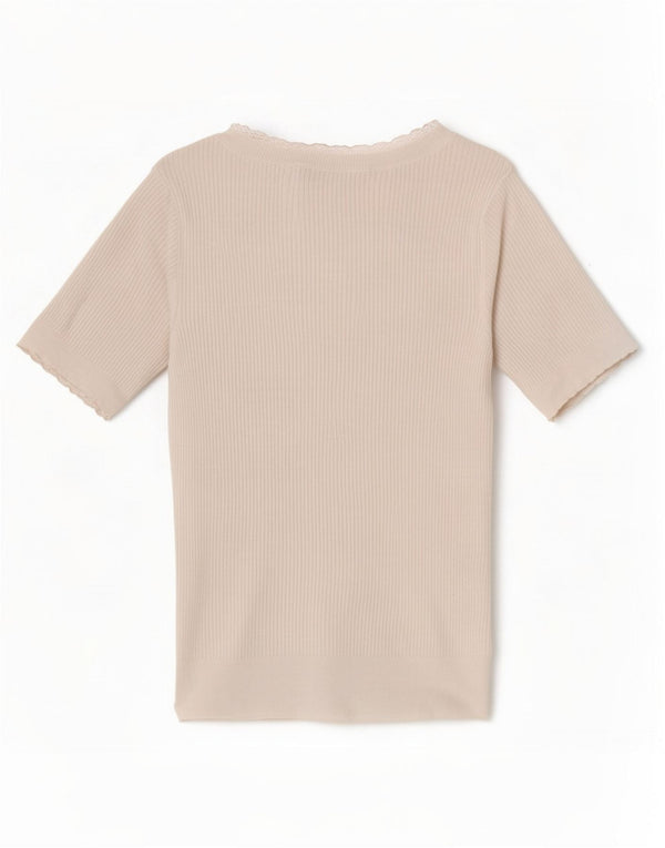Marks & Spencer T-Shirt Femme Top UK 8 Petit Acrylique Blanc Cassé