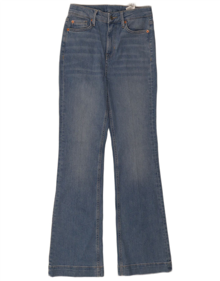 Marks & Spencer Womens Regular Flared Jeans UK 8 Small W26 L31 Blue Cotton