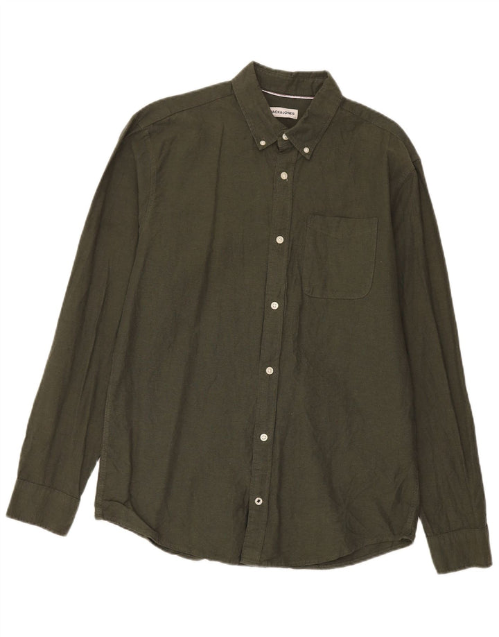 Jack & Jones Mens Shirt Large Khaki Cotton
