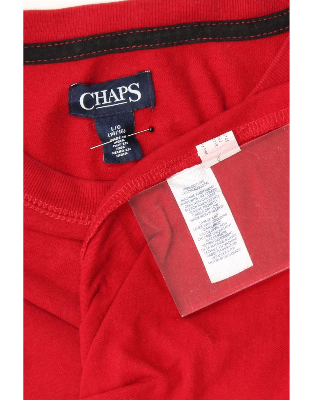 CHAPS Boys T-Shirt Top 14-15 Years Large  Red Cotton Vintage Chaps and Second-Hand Chaps from Messina Hembry 