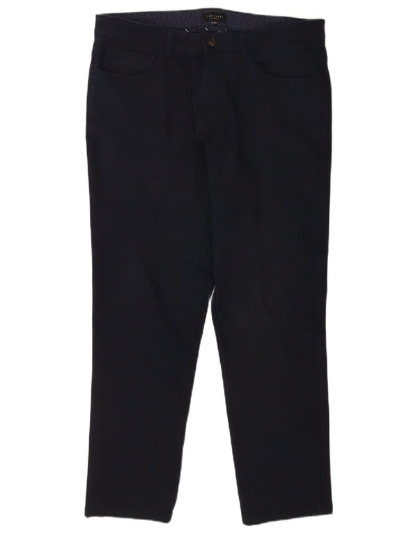 Ted Baker Mens Slim Casual Trousers W34 L28 Navy Blue Cotton