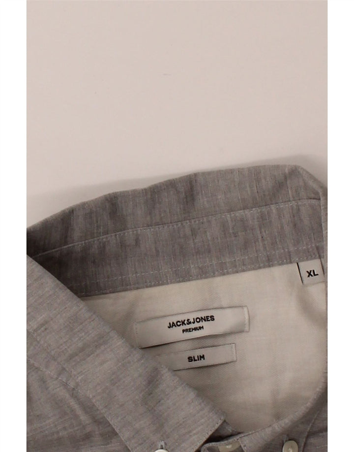 JACK & JONES Mens Slim Shirt XL Grey Cotton Vintage Jack & Jones and Second-Hand Jack & Jones from Messina Hembry 