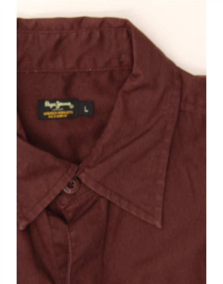 PEPE JEANS Mens Shirt Large Burgundy Cotton Vintage PEPE Jeans and Second-Hand PEPE Jeans from Messina Hembry 