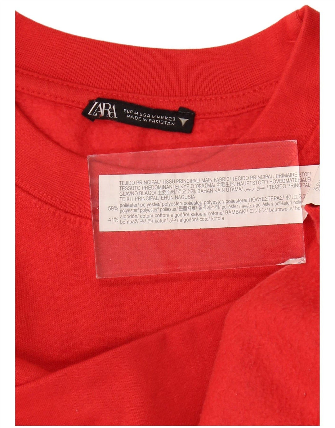 Zara Womens Crop Sweatshirt Jumper UK 14 Medium Red Polyester