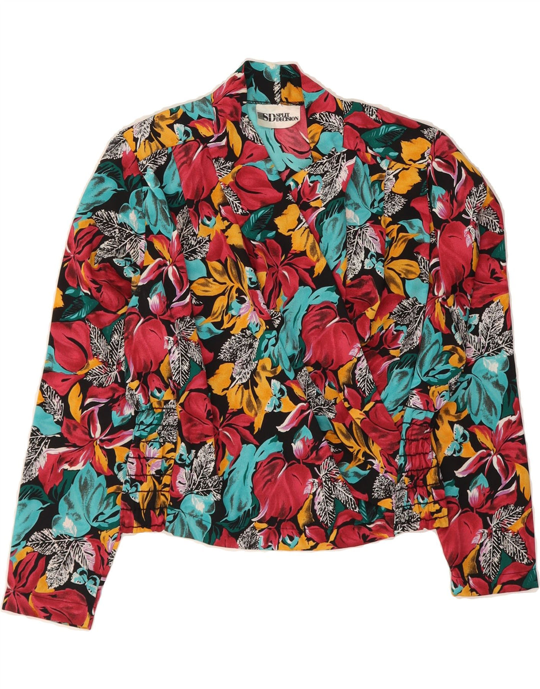 VINTAGE Womens Crop Blouse Top UK 14 Medium Multicoloured Floral Vintage Vintage and Second-Hand Vintage from Messina Hembry 