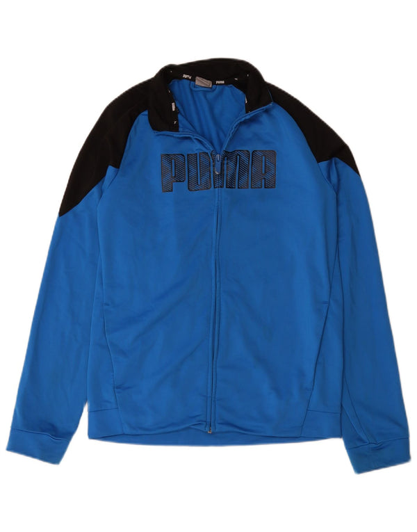 Puma Boys Graphic Tracksuit Top Jacket 15-16 Years Blue Colourblock