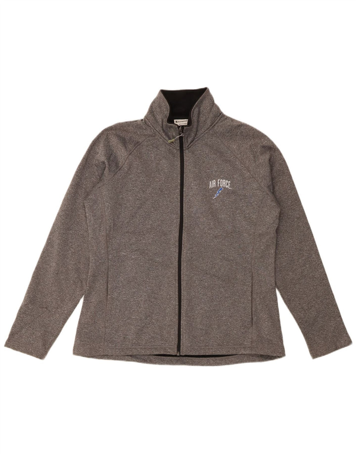 Champion Womens Tracksuit Top Jacket UK 16 Large Grey Flecked Polyester