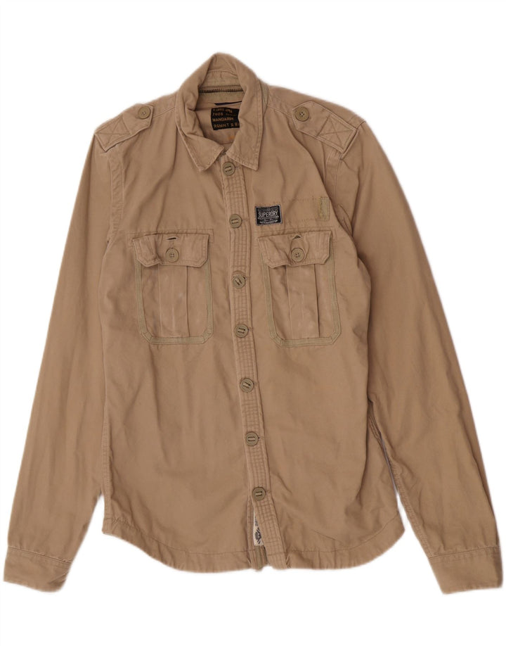 Superdry Mens Military Shirt Large Beige Cotton
