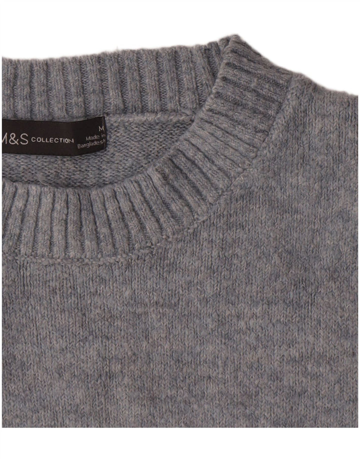 Marks & Spencer Womens Oversized Crew Neck Jumper Sweater UK 14 Medium Blue