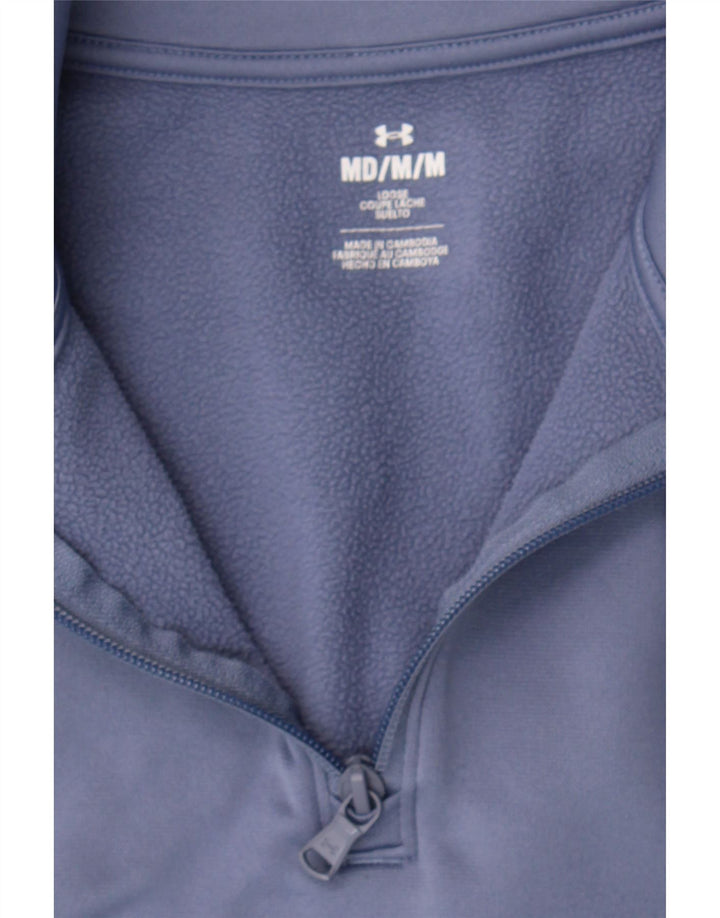 UNDER ARMOUR Mens Zip Neck Sweatshirt Jumper Medium Purple Polyester Vintage Under Armour and Second-Hand Under Armour from Messina Hembry 