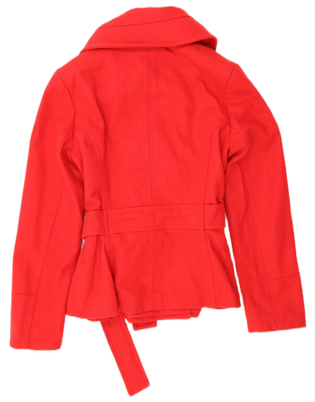 Zara Womens Short Pea Coat UK 16 Large Red Wool