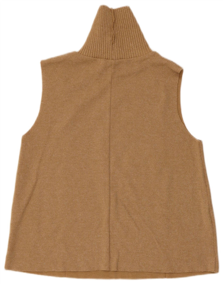Zara Womens Vest Top UK 12 Medium Beige Cotton