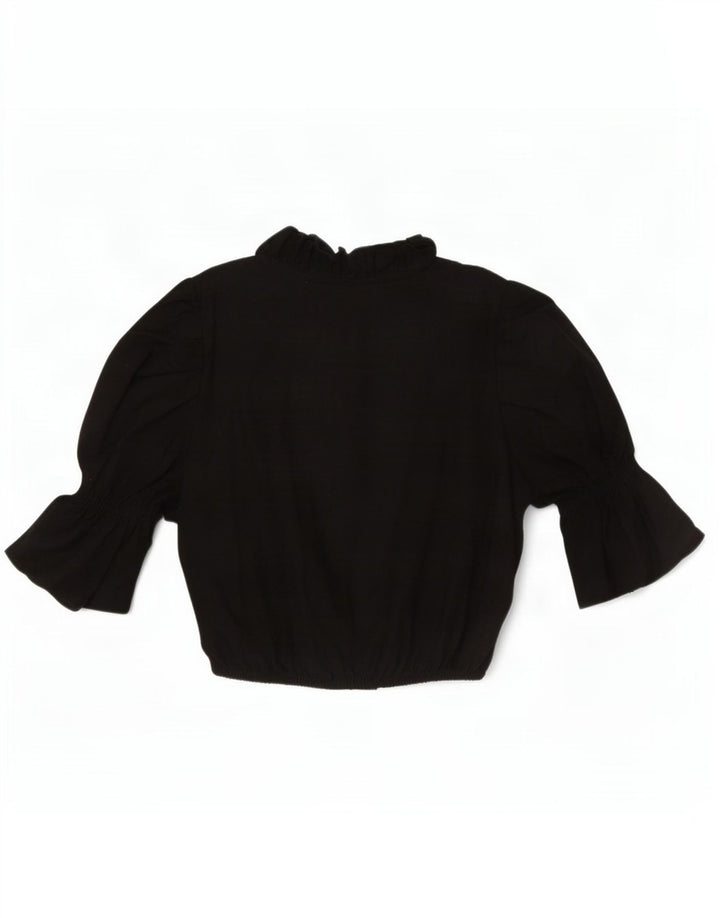 Alpenmarchen Γυναικεία μπλούζα με βολάν μπροστά Crop Top EU 40 Medium Black