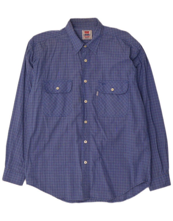 Levi's Mens Shirt Medium Blue Check Cotton