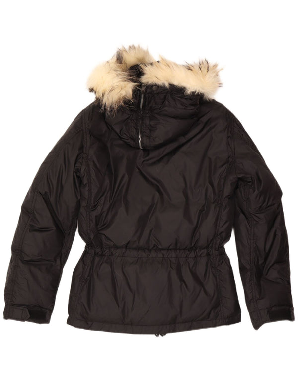 Jet Set Dame Hooded Windbreaker Jacket UK 16 Large Black Nylon