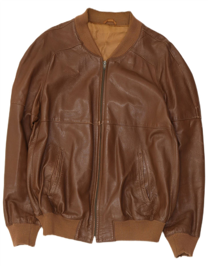 Anfor Veste en cuir coupe slim pour femme IT 54 2XL Marron