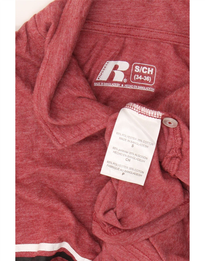 RUSSELL ATHLETIC Mens Polo Shirt UK 34/36 Small Red Polyester Vintage Russell Athletic and Second-Hand Russell Athletic from Messina Hembry 