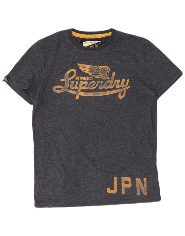 Superdry Mens Graphic T-Shirt Top Large Navy Blue Cotton