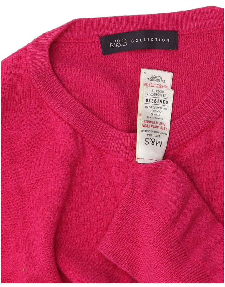 Marks & Spencer Womens Cardigan Sweater UK 12 Medium Pink Viscose