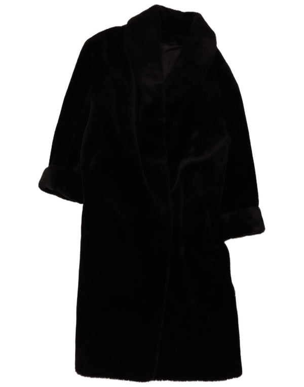 Vintage Dame Oversized Faux Fur Overfrakke UK 14/16 Large Black Modal