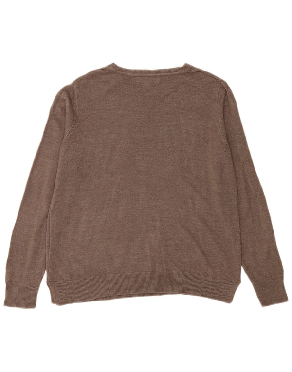 Marks & Spencer Damen-Pullover mit U-Boot-Ausschnitt, Gr. 14, Größe L, Braun, Acryl