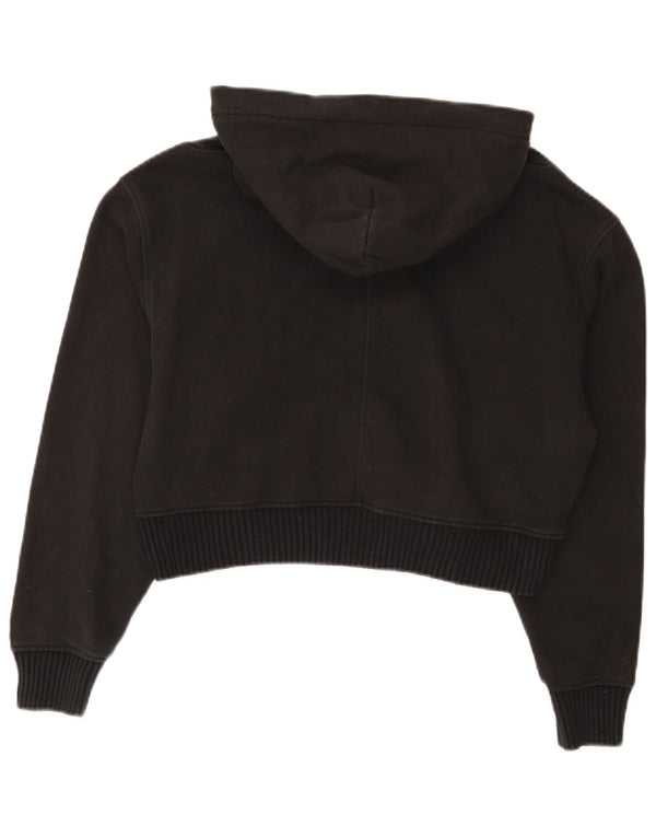 Calvin Klein Jeans Womens Crop Oversized Hoodie Jumper UK 10 Small Black