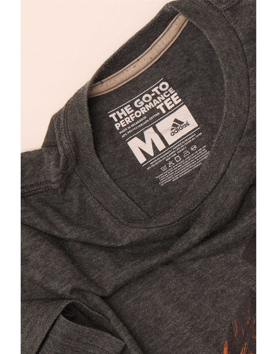 Adidas Mens Climalite Graphic T-Shirt Top Medium Grey Flecked Polyester