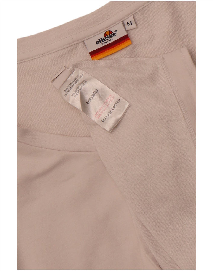 ELLESSE Womens Herritage Fit Graphic Sweatshirt Jumper UK 14 Medium White