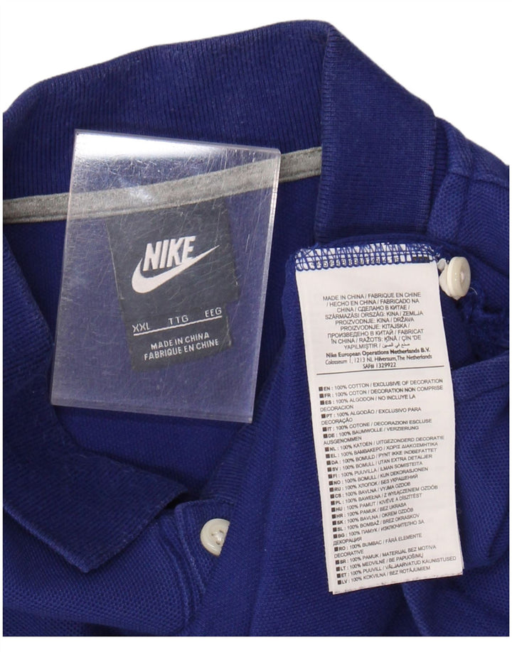 NIKE Mens Polo Shirt 2XL Blue Cotton