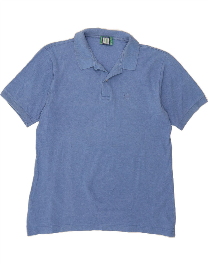 SERGIO TACCHINI Mens Polo Shirt Large Blue Cotton Vintage Sergio Tacchini and Second-Hand Sergio Tacchini from Messina Hembry 